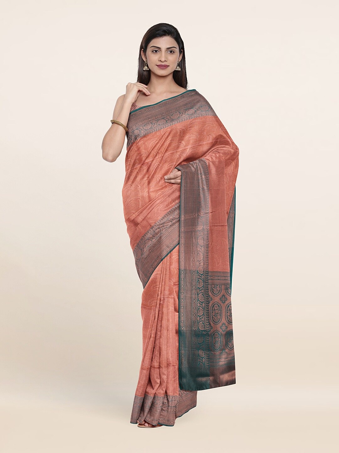 

Pothys Pink & Navy Blue Woven Design Zari Art Silk Saree