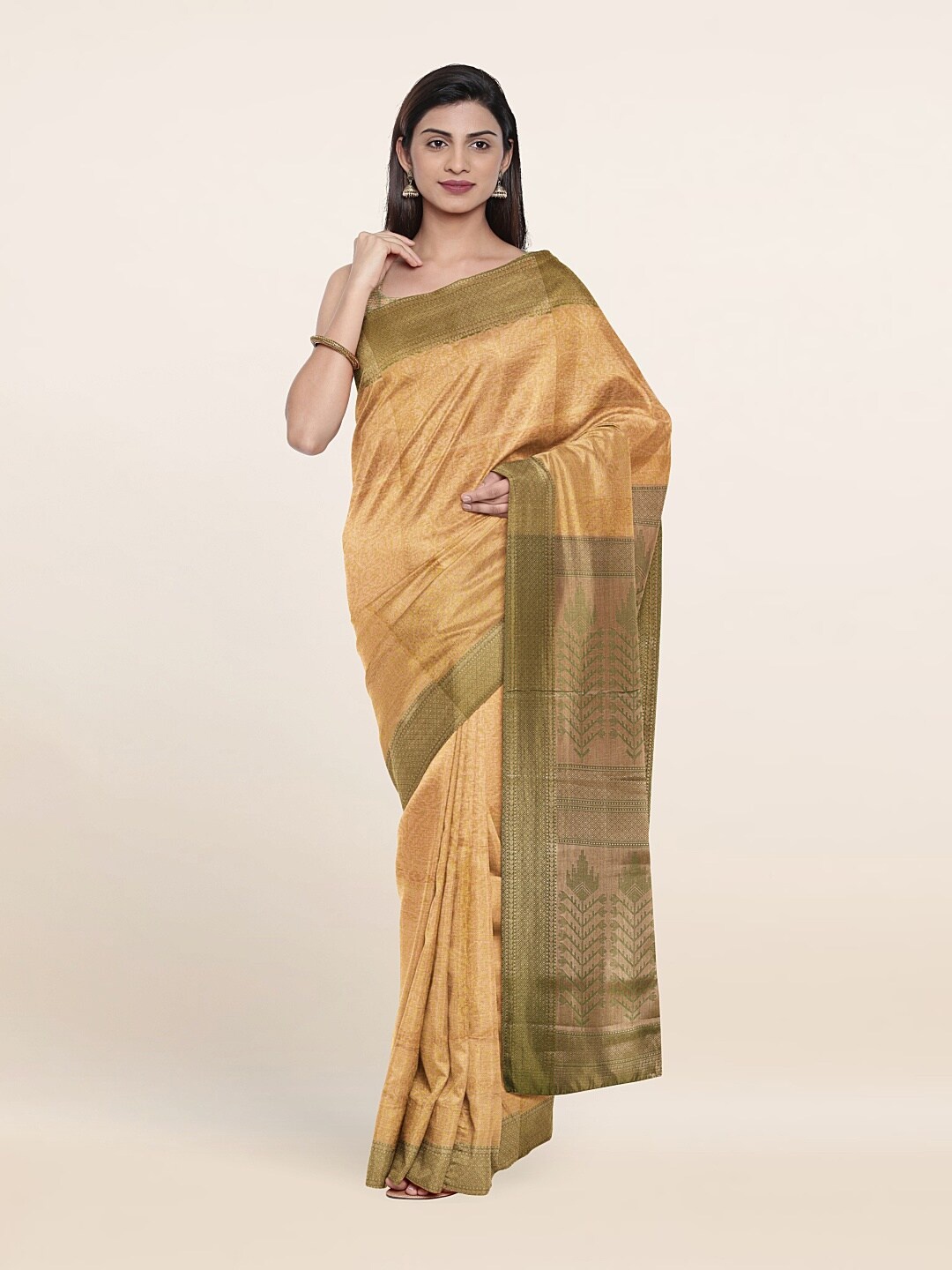 

Pothys Yellow & Green Woven Design Zari Art Silk Saree