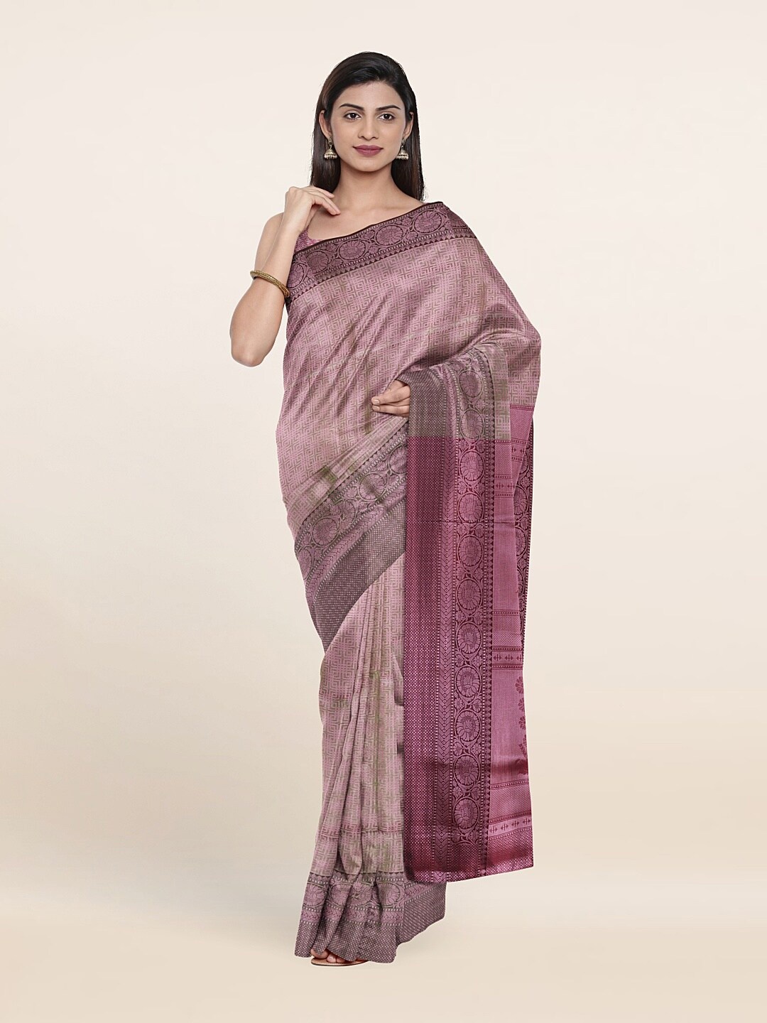 

Pothys Green & Pink Floral Zari Art Silk Saree