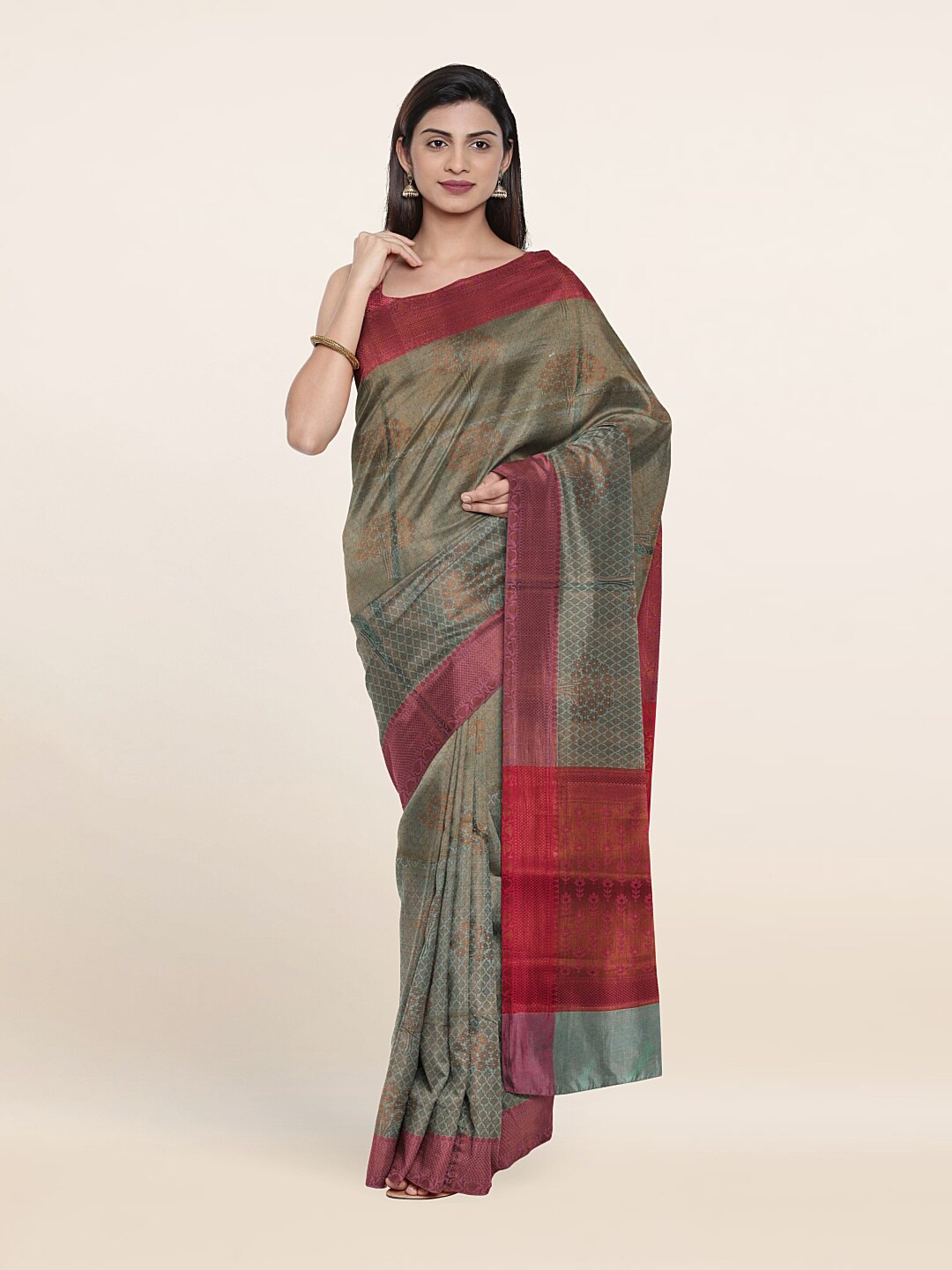 

Pothys Green & Green Ethnic Motifs Zari Art Silk Saree