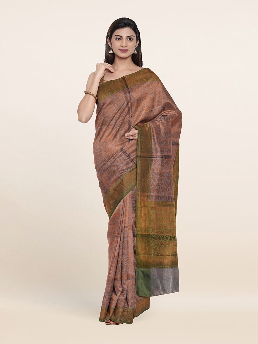 

Pothys Grey & Copper Woven Design Zari Art Silk Saree