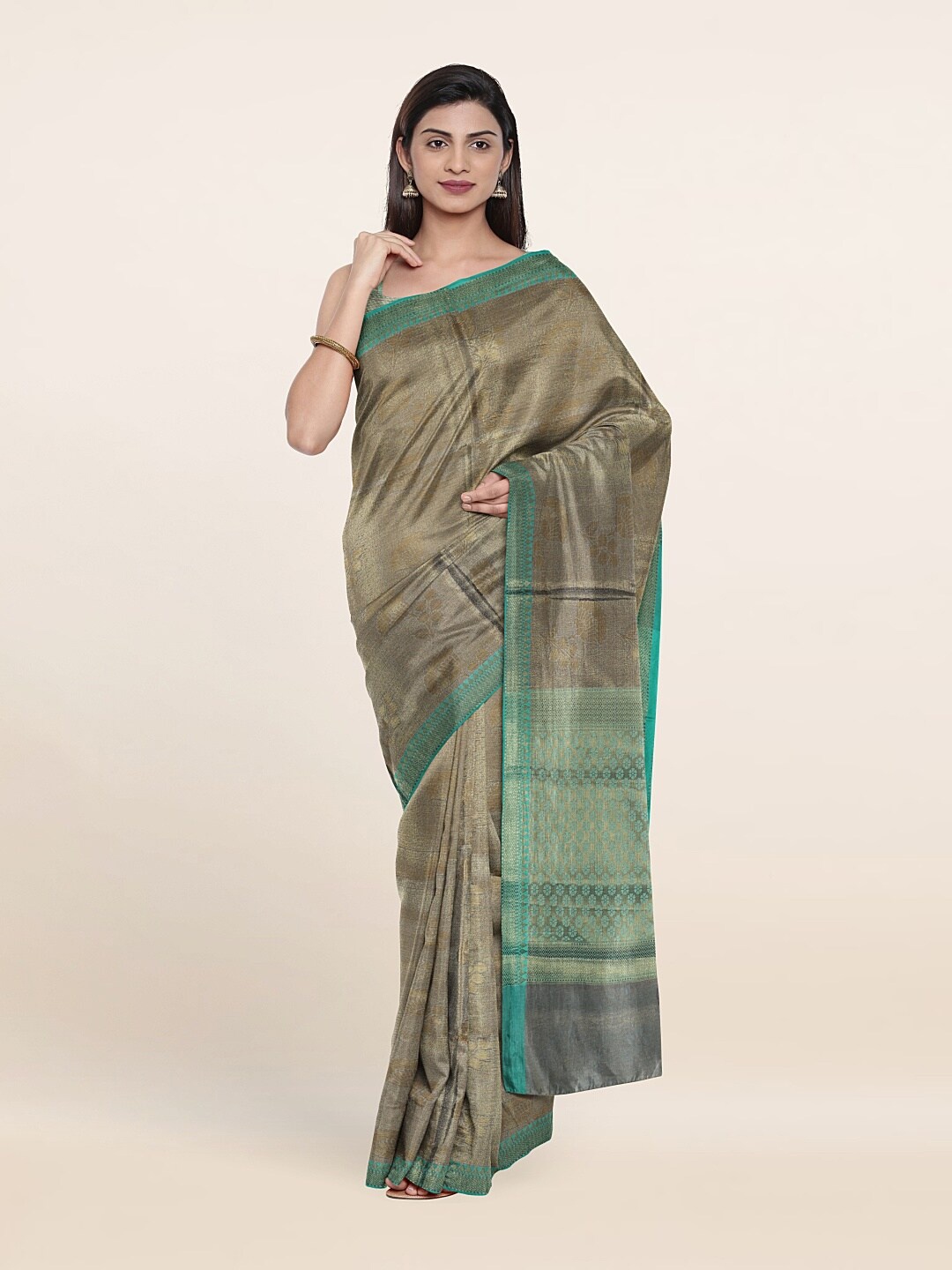 

Pothys Grey & Blue Woven Design Zari Art Silk Saree