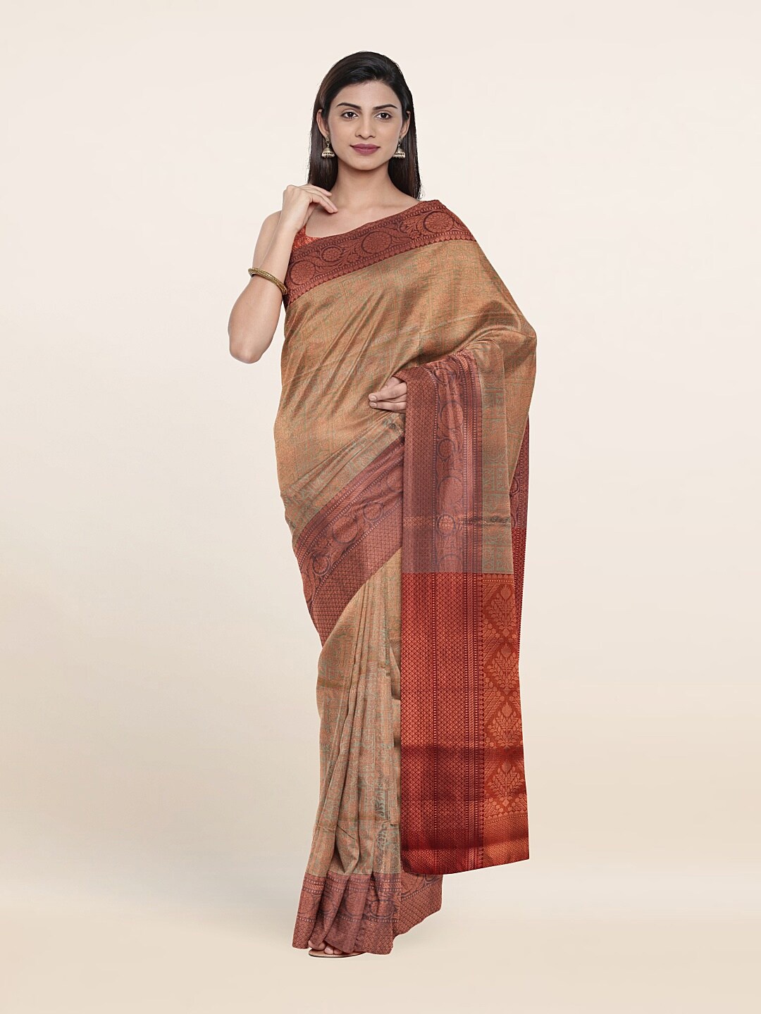 

Pothys Green & Red Woven Design Zari Art Silk Saree