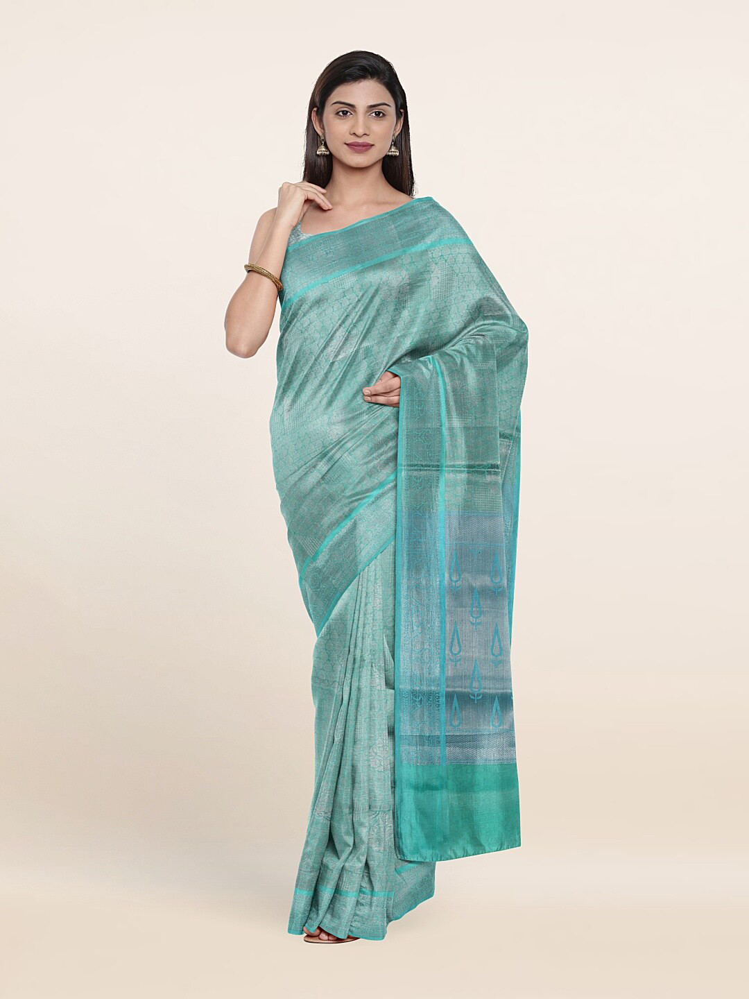 

Pothys Green & Grey Woven Design Zari Art Silk Saree