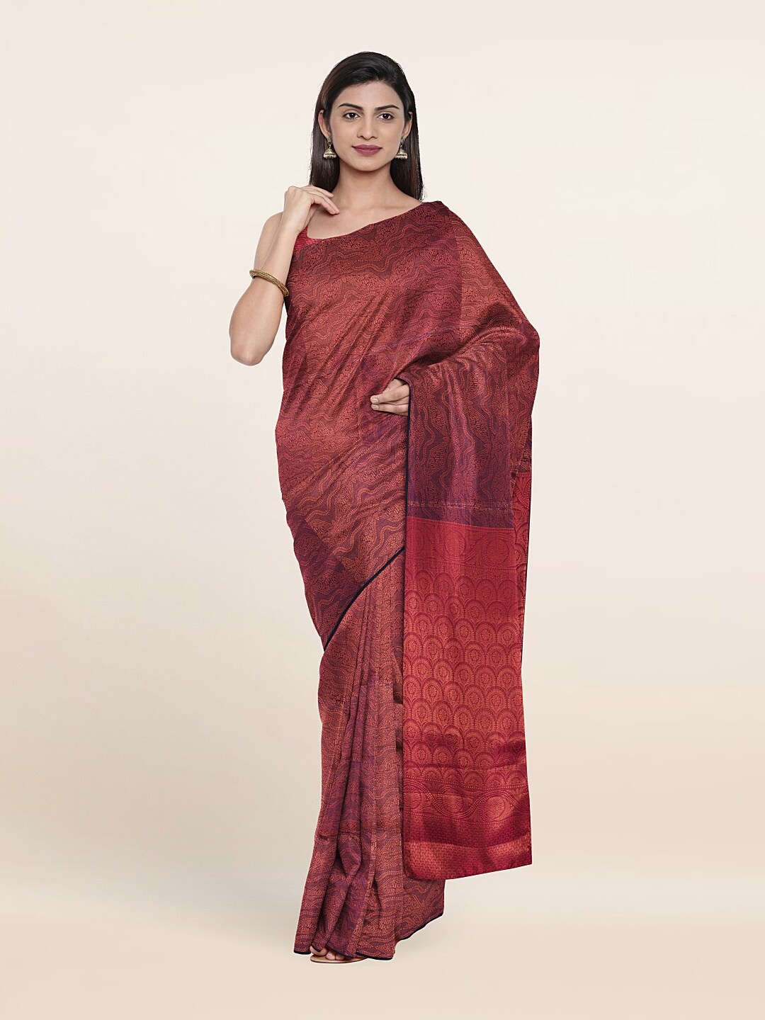 

Pothys Purple & Red Ethnic Motifs Zari Art Silk Saree
