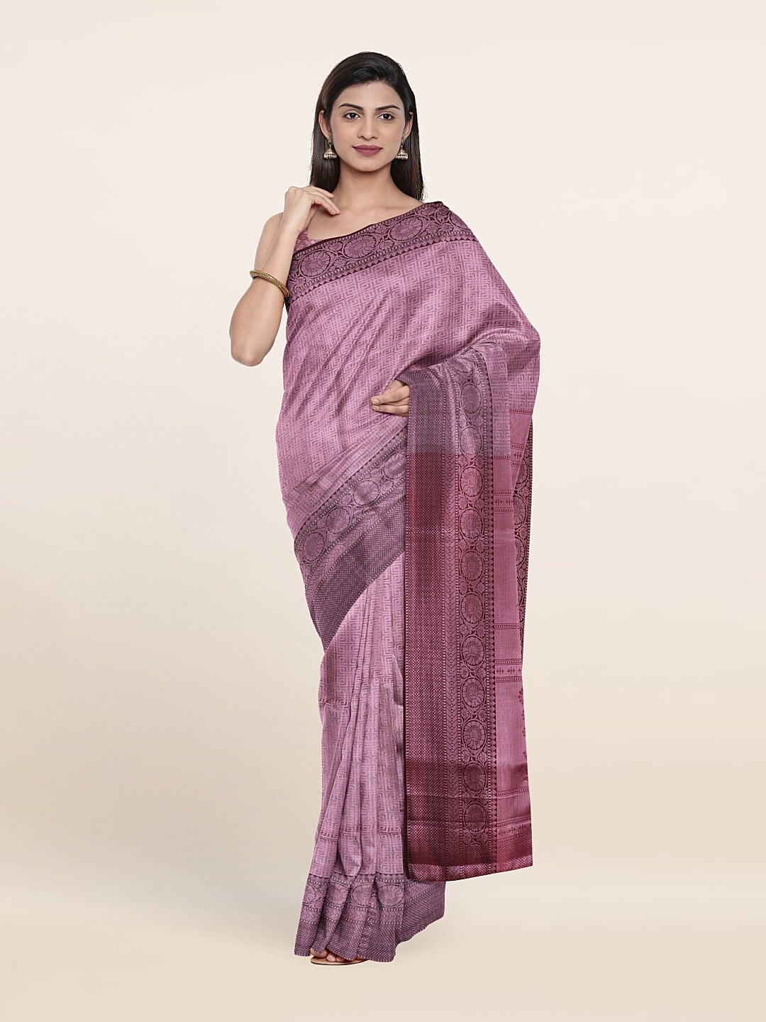 

Pothys Lavender And Copper Toned Woven Design Zari Art Silk Saree