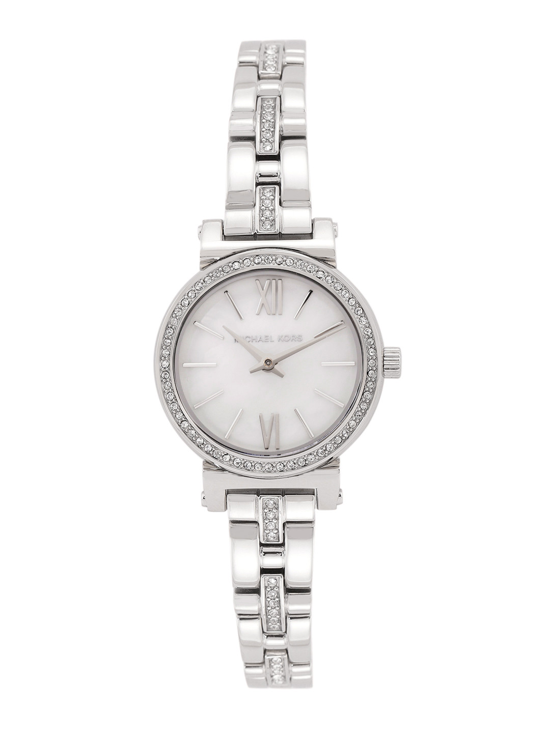 

Michael Kors Women White Mother of Pearl Embellished Analogue Watch MK3906