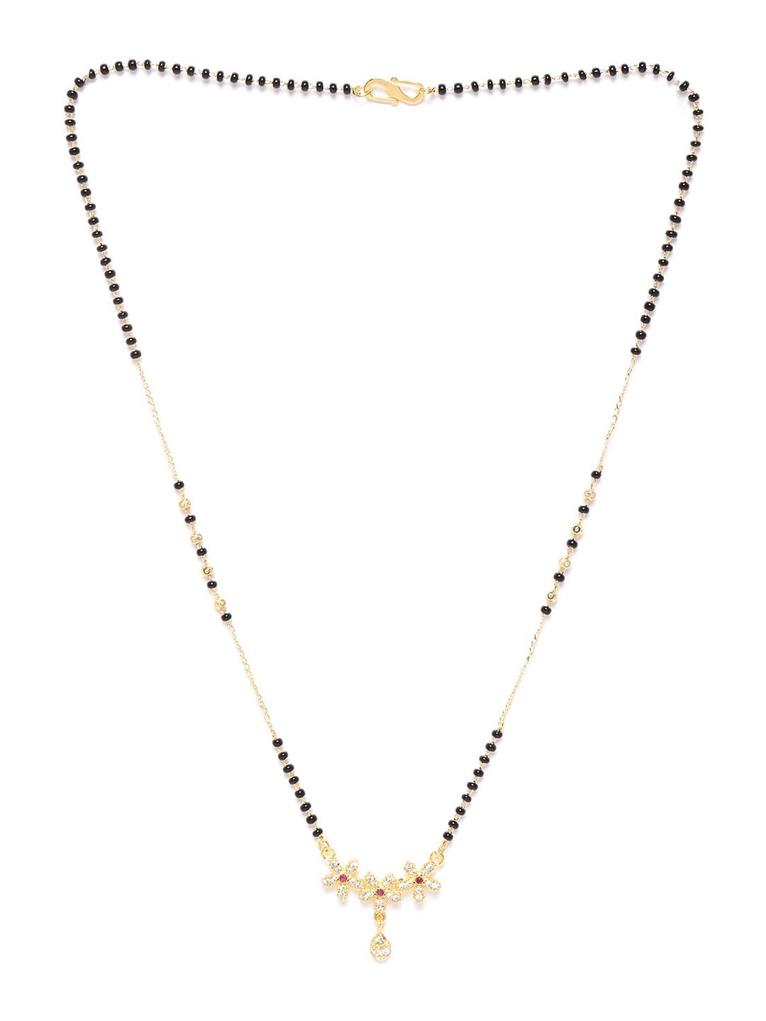 

JEWELS GEHNA Gold-Plated AD-Studded & Beaded Mangalsutra