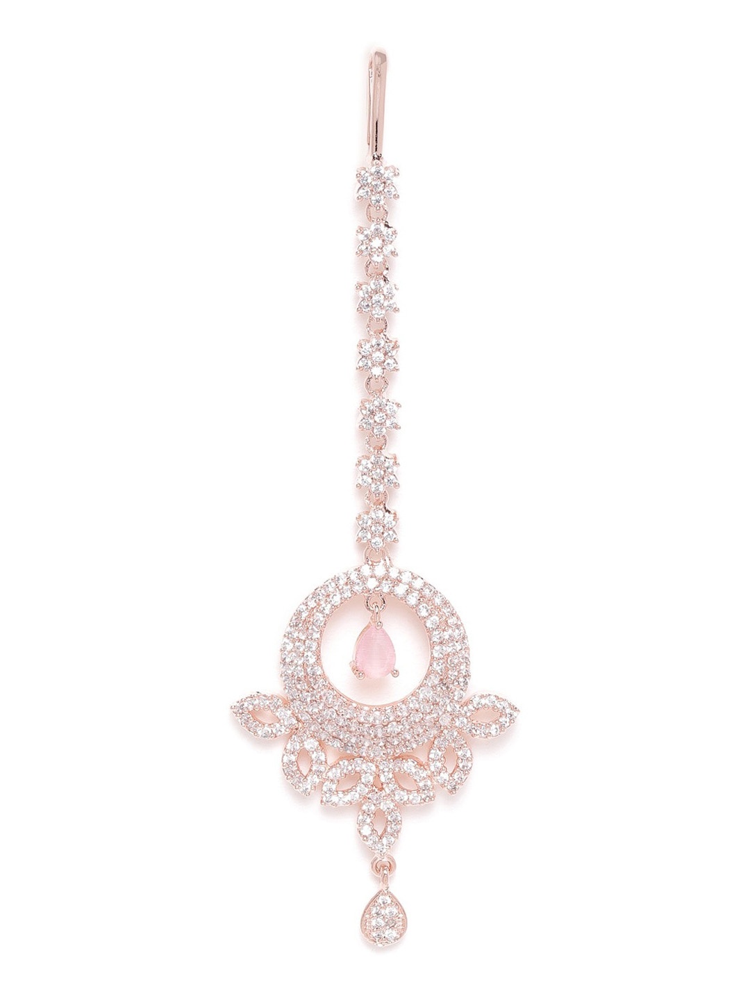 

JEWELS GEHNA Women Rose Gold Plated Handcrafted Maang Tikka