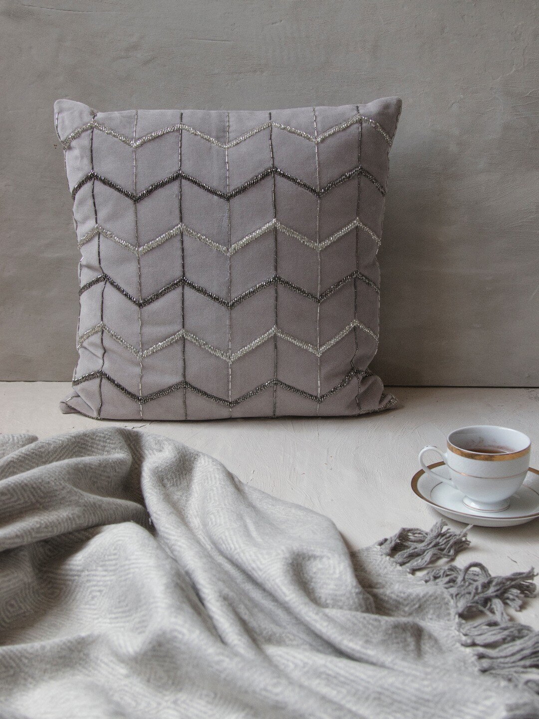 

The 7 DeKor Embroidered Square Pre Filled Cushions, Silver