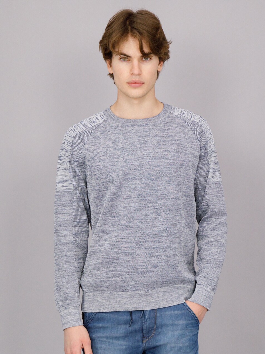 

FREESOUL Men Grey Long Sleeves Round Neck Pullover Sweater