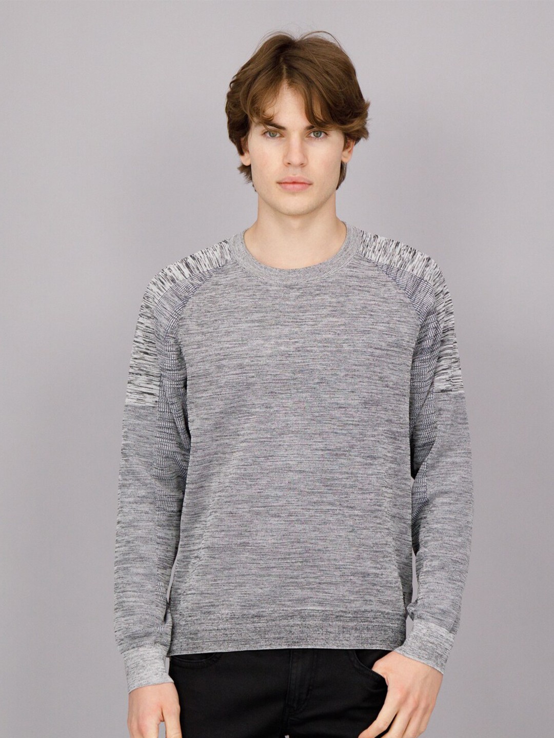 

FREESOUL Men Grey Cable Knit Pullover