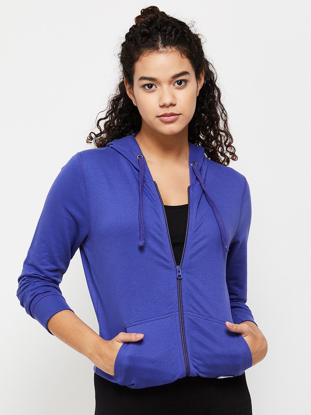 

max Women Blue Hooded Sweatshirt