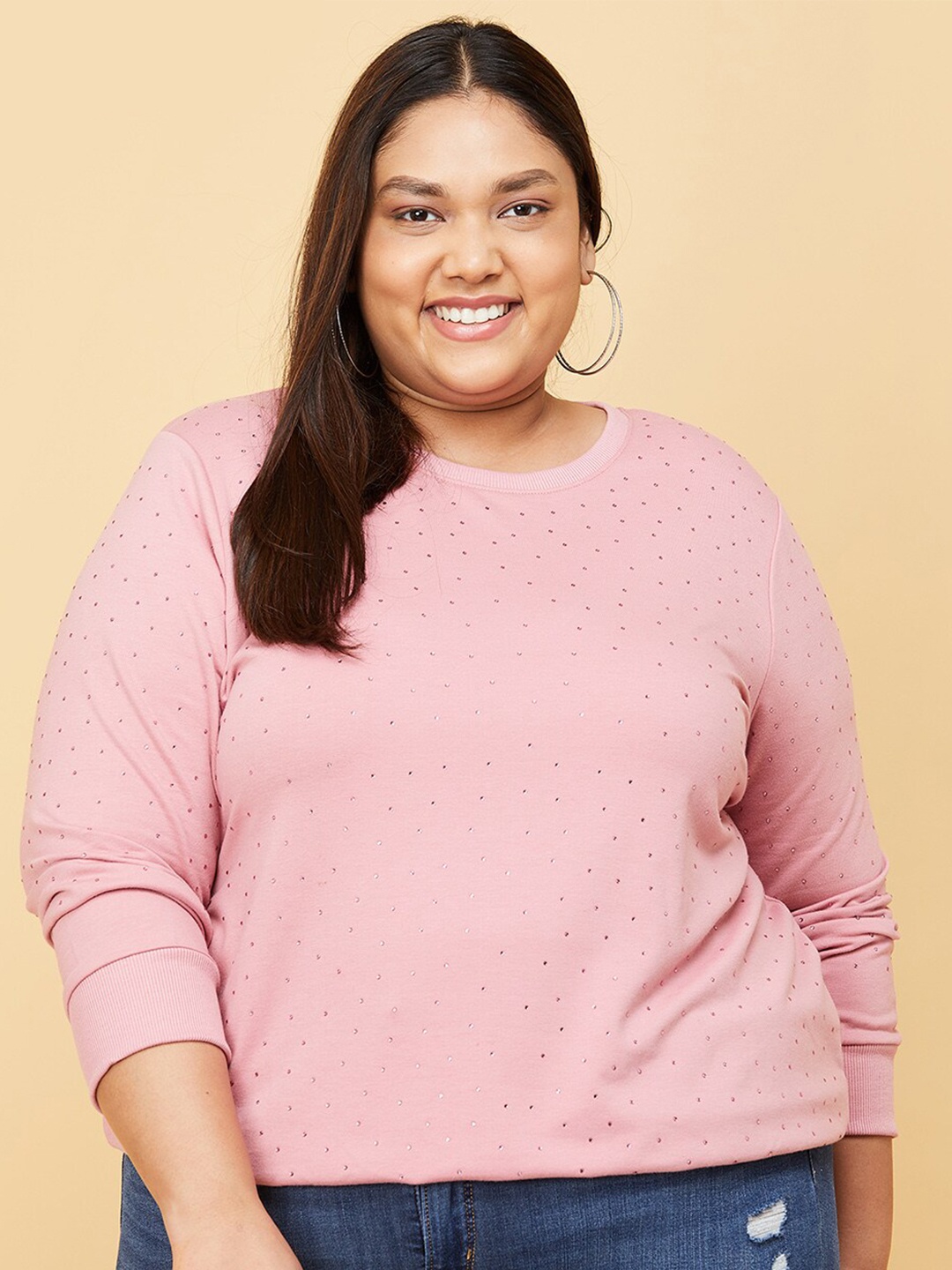 

max Women Pink Printed Sweatshirt