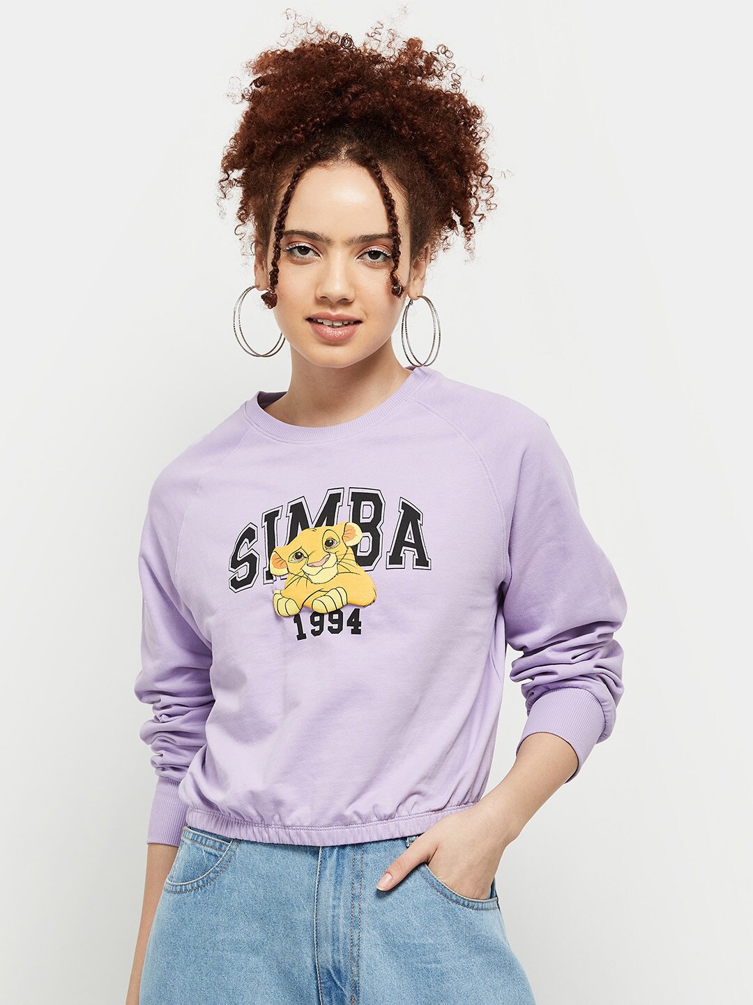 

Max Women Printed Cotton Sweatshirt, Purple