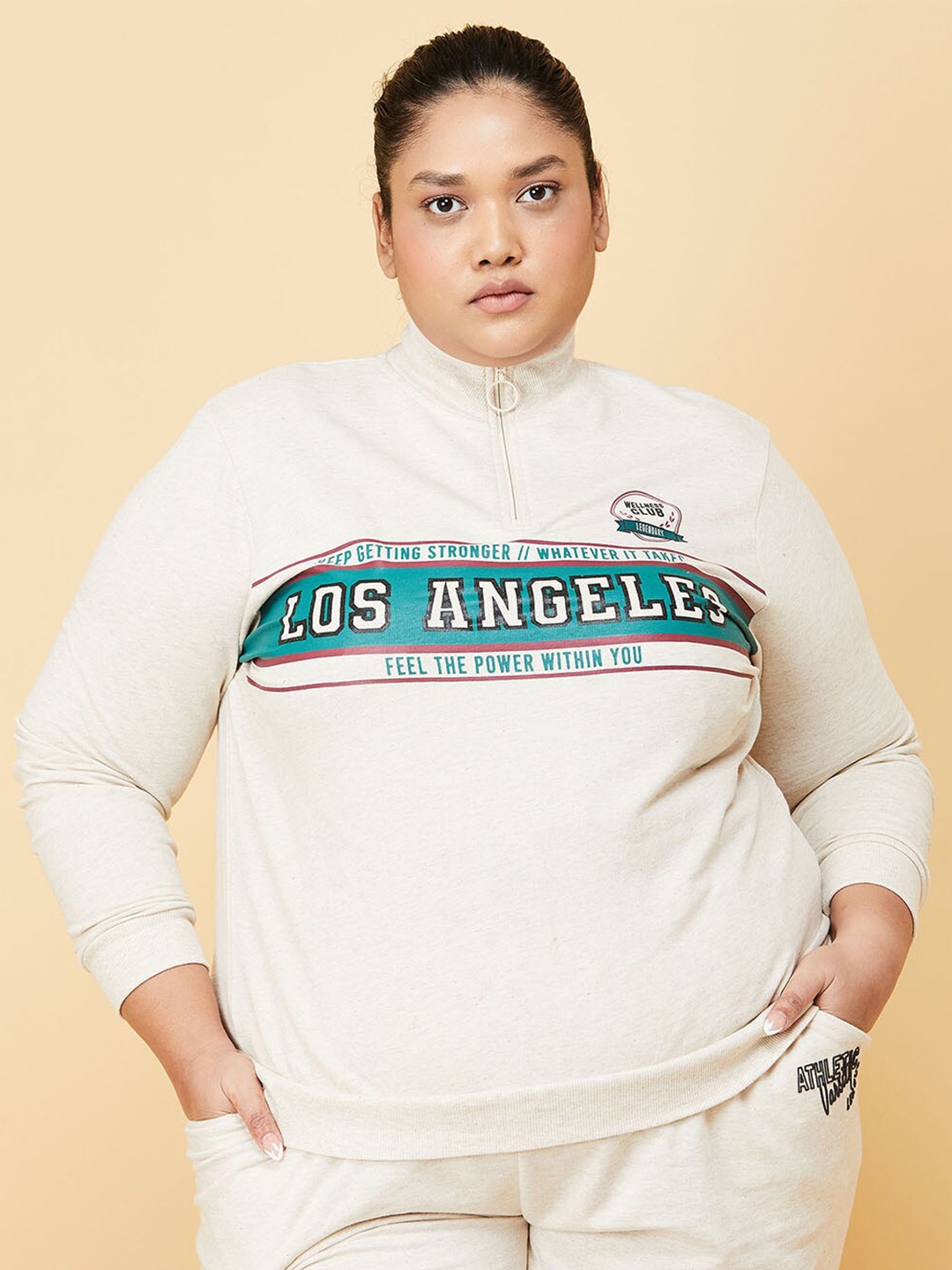 

Max Women Typography Printed Plus Size Sweatshirt, Cream