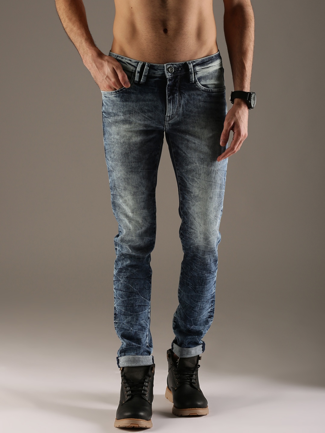

Flying Machine Men Blue Michael Slim Fit Mid-Rise Clean Look Stretchable Jeans