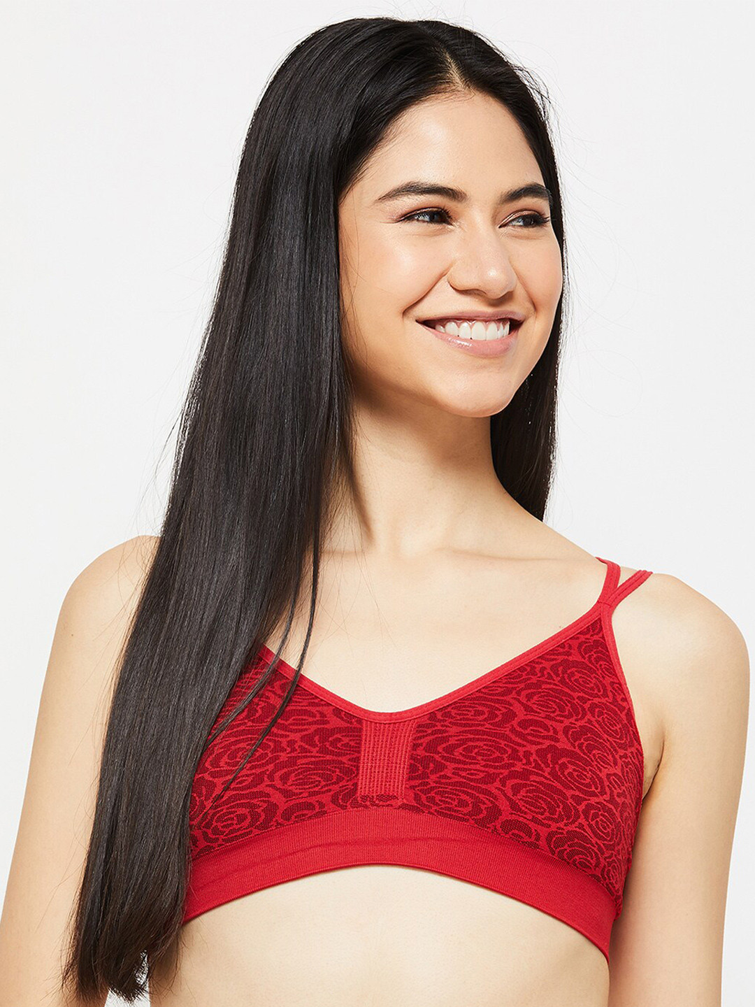 

max Red Abstract Bra Lightly Padded