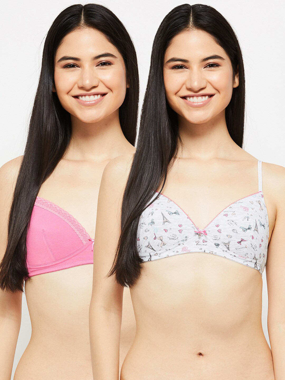 

max Pink & White Pack Of 2 Graphic Lightly Padded Bra