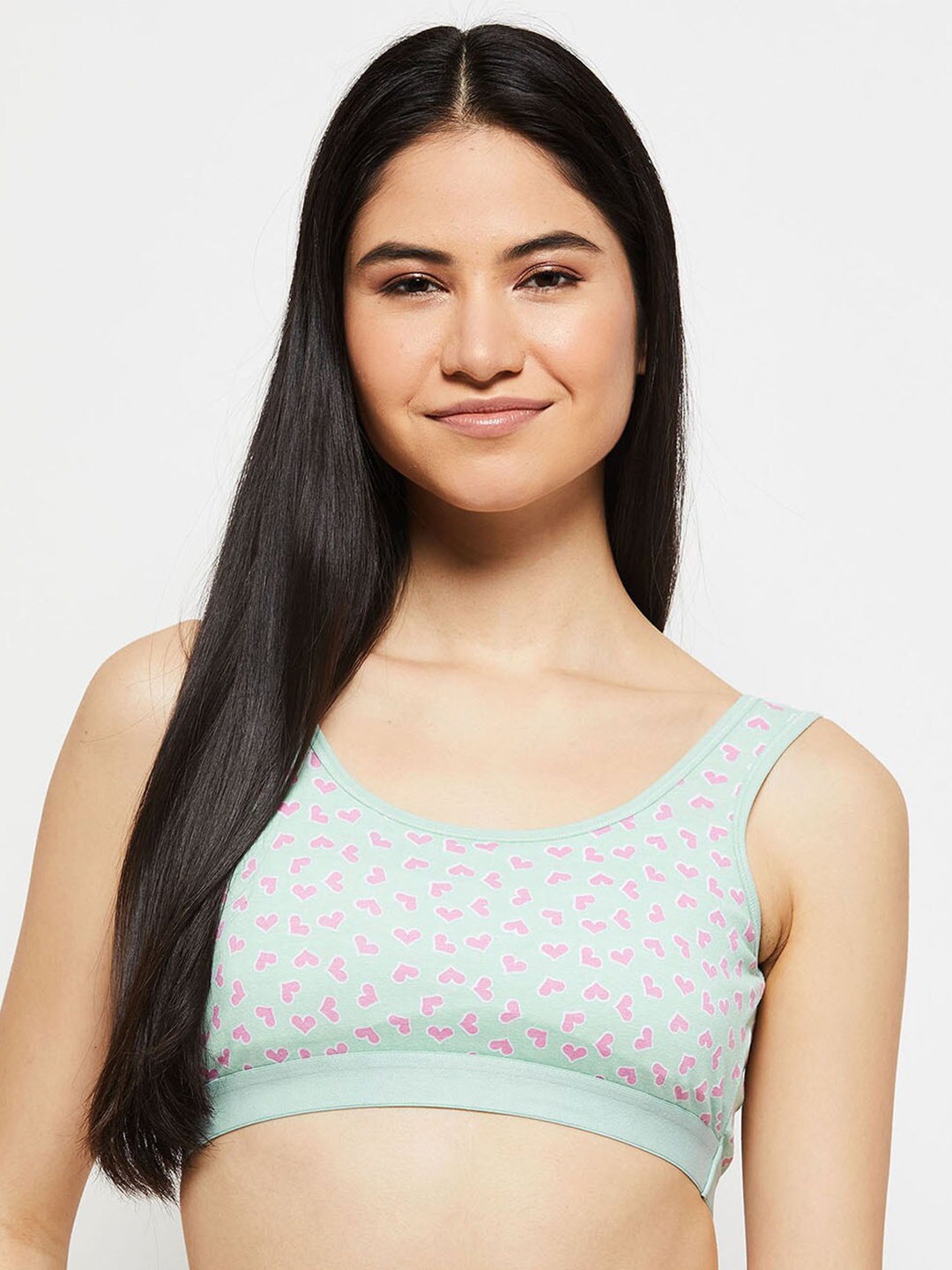 

max Green & Pink Geometric Bra Non Padded