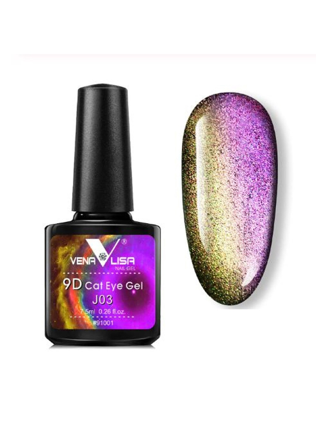 

VENALISA 9D Cat Eye Galaxy Magnetic UV / LED Soak Off Nail Gel Polish 7.5ml- Shade J03, Multi