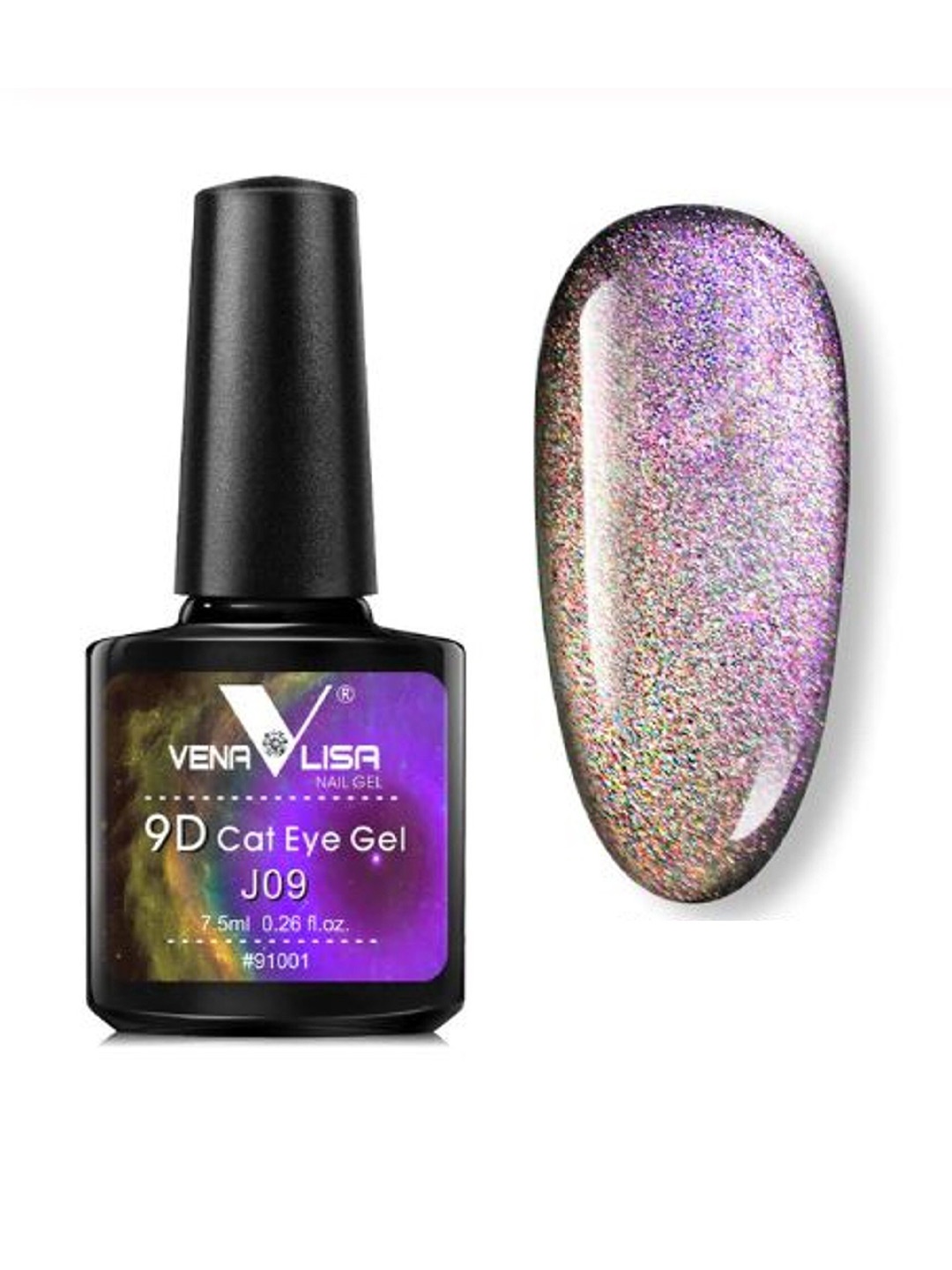 

VENALISA 9D Cat Eye Galaxy Magnetic UV / LED Soak Off Nail Gel Polish 7.5ml- Shade J09, Purple