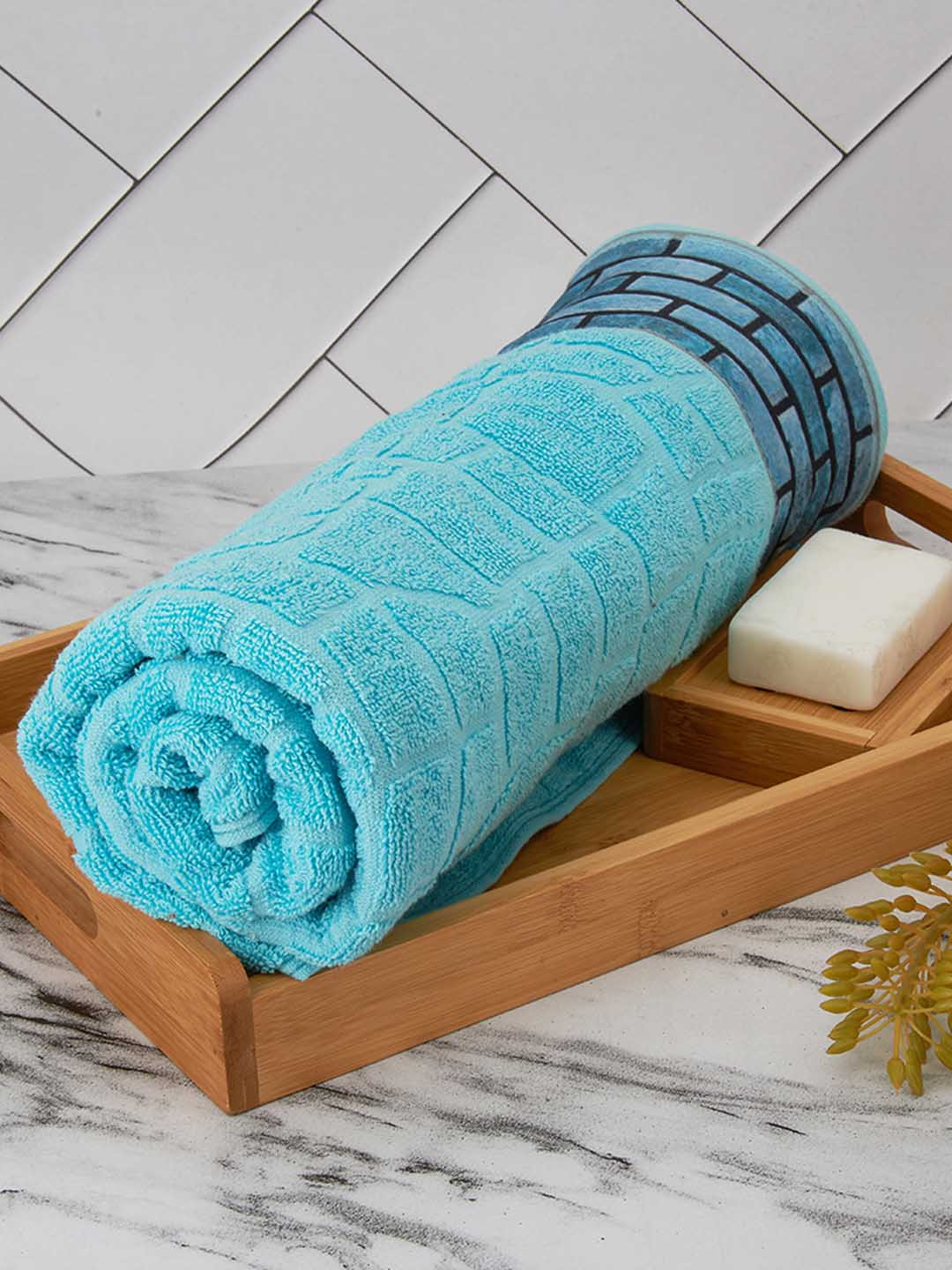 

Black gold Set Of 4 Solid Pure-Cotton 650 GSM Bath Towels, Blue