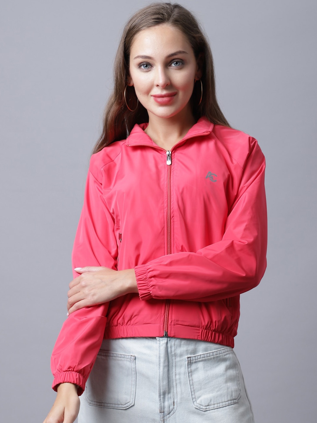

ANTI CULTURE Women Windcheater Outdoor Bomber Jacket, Red