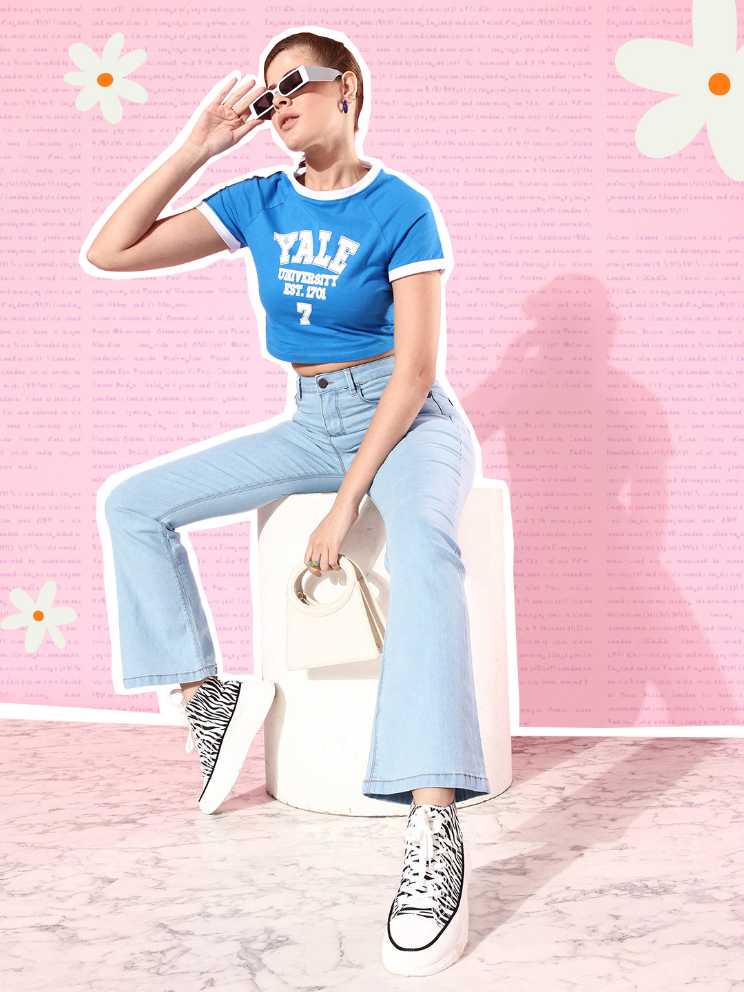 

HERE&NOW Women Flared Stretchable Jeans, Blue