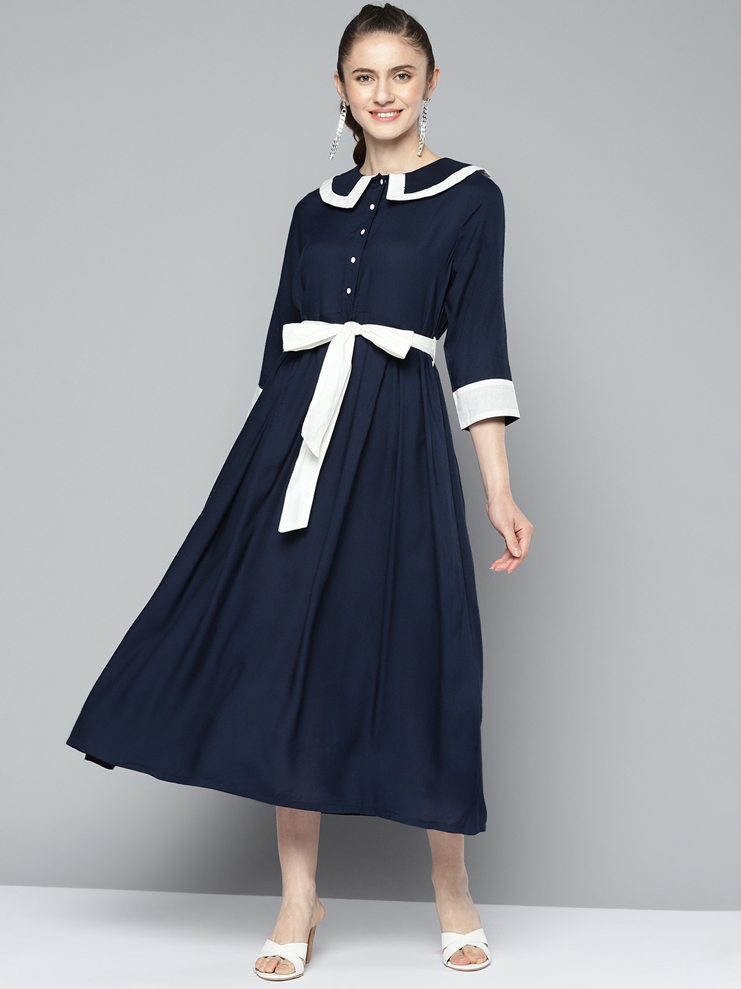 

HERE&NOW Woman A-Line Midi Dress, Blue