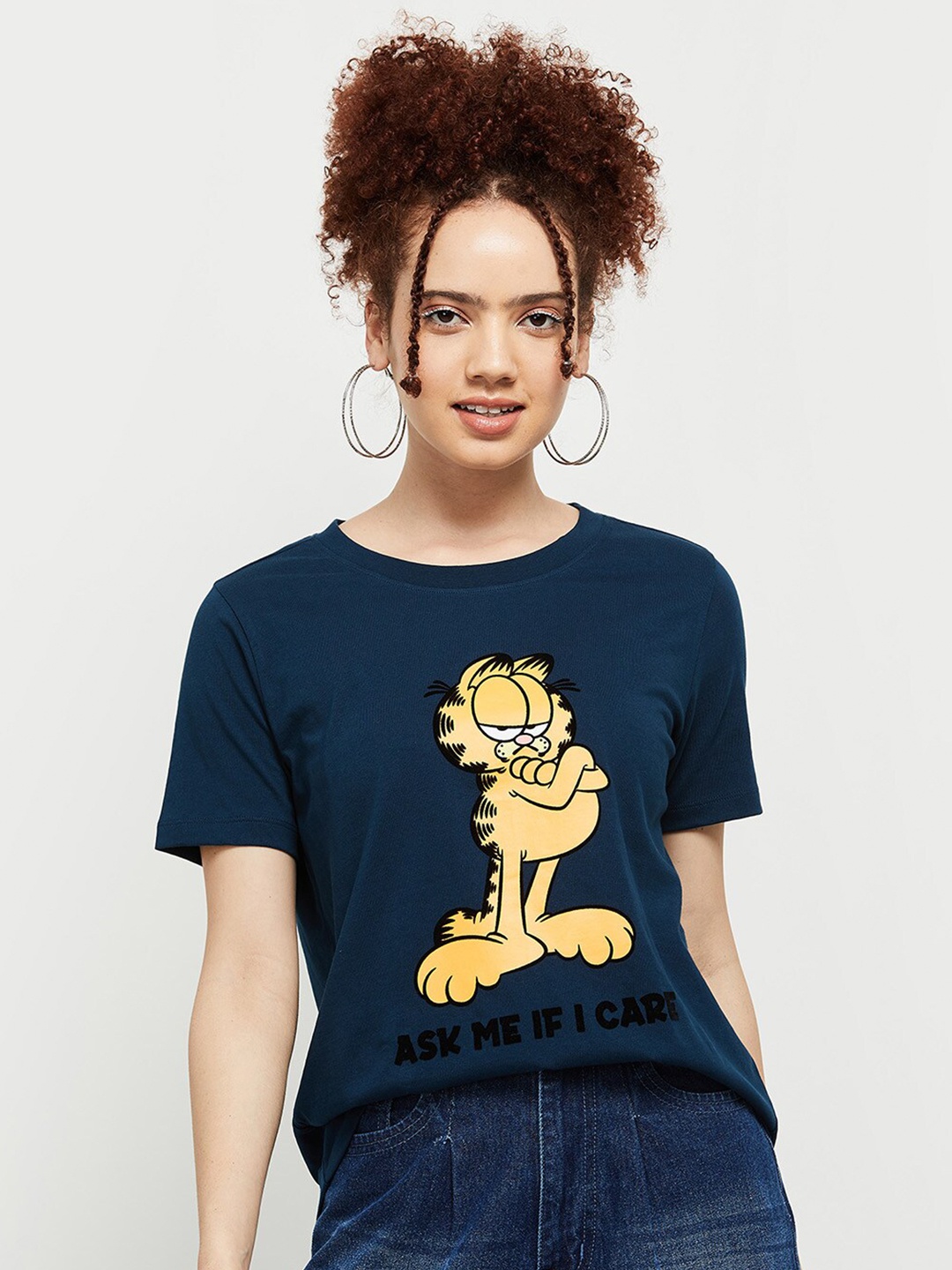 

max Women Printed Pure Cotton T-shirt, Teal