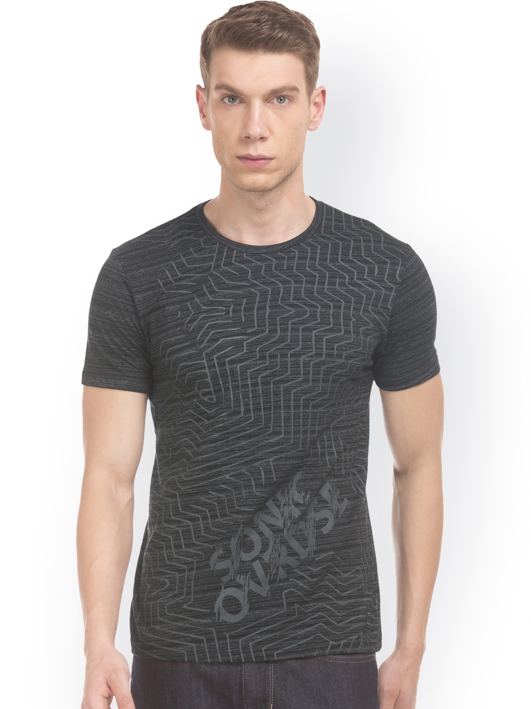 

Flying Machine Men Black Printed Round Neck T-shirt