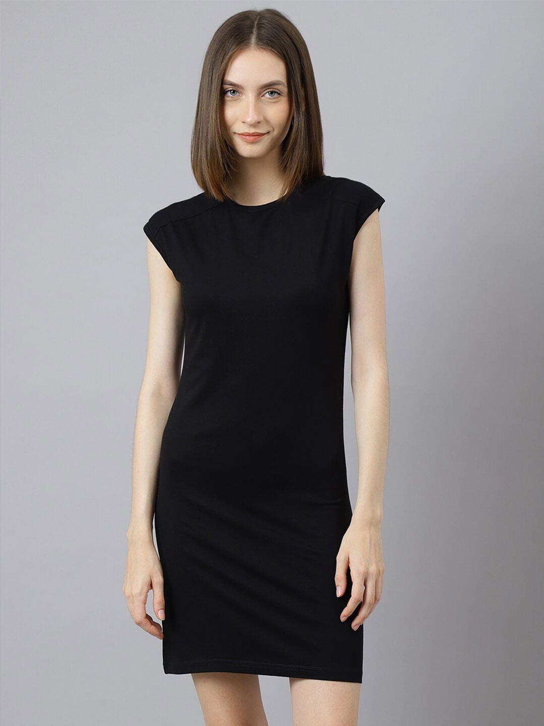 

BESIMPLE Women Cotton Sheath Dress, Black