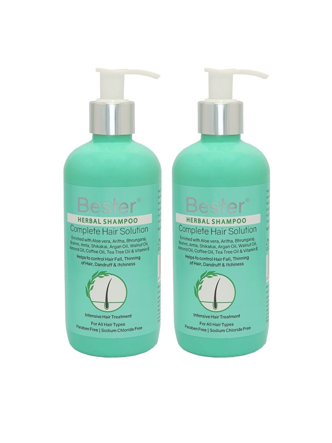 

Bester Set of 2 Intensive Hair Treatment Herbal Shampoo 300 ml (each), Green