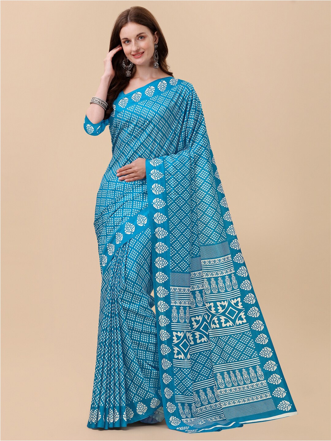 

Sangria Ethnic Motifs Pure Crepe Saree, Blue