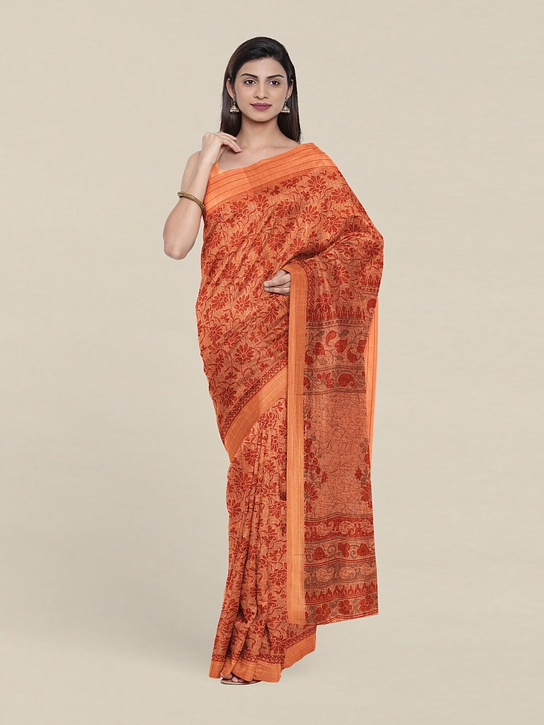 

Pothys Orange Ethnic Motifs Saree