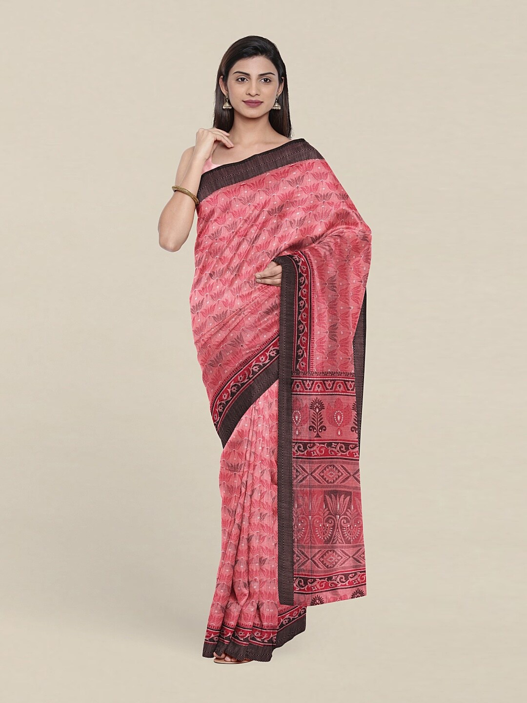 

Pothys Pink & White Floral Saree