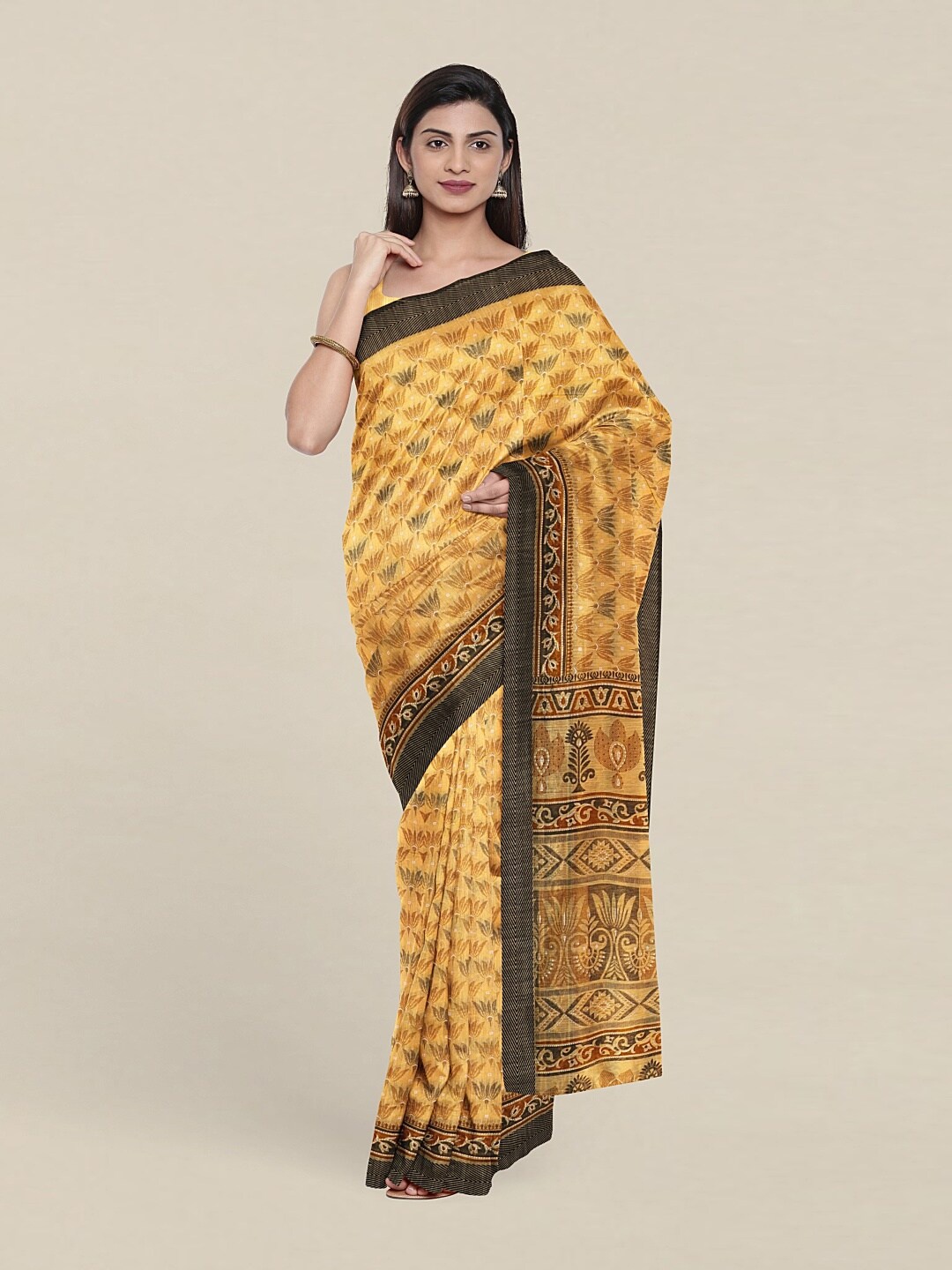 

Pothys Yellow & Black Floral Saree
