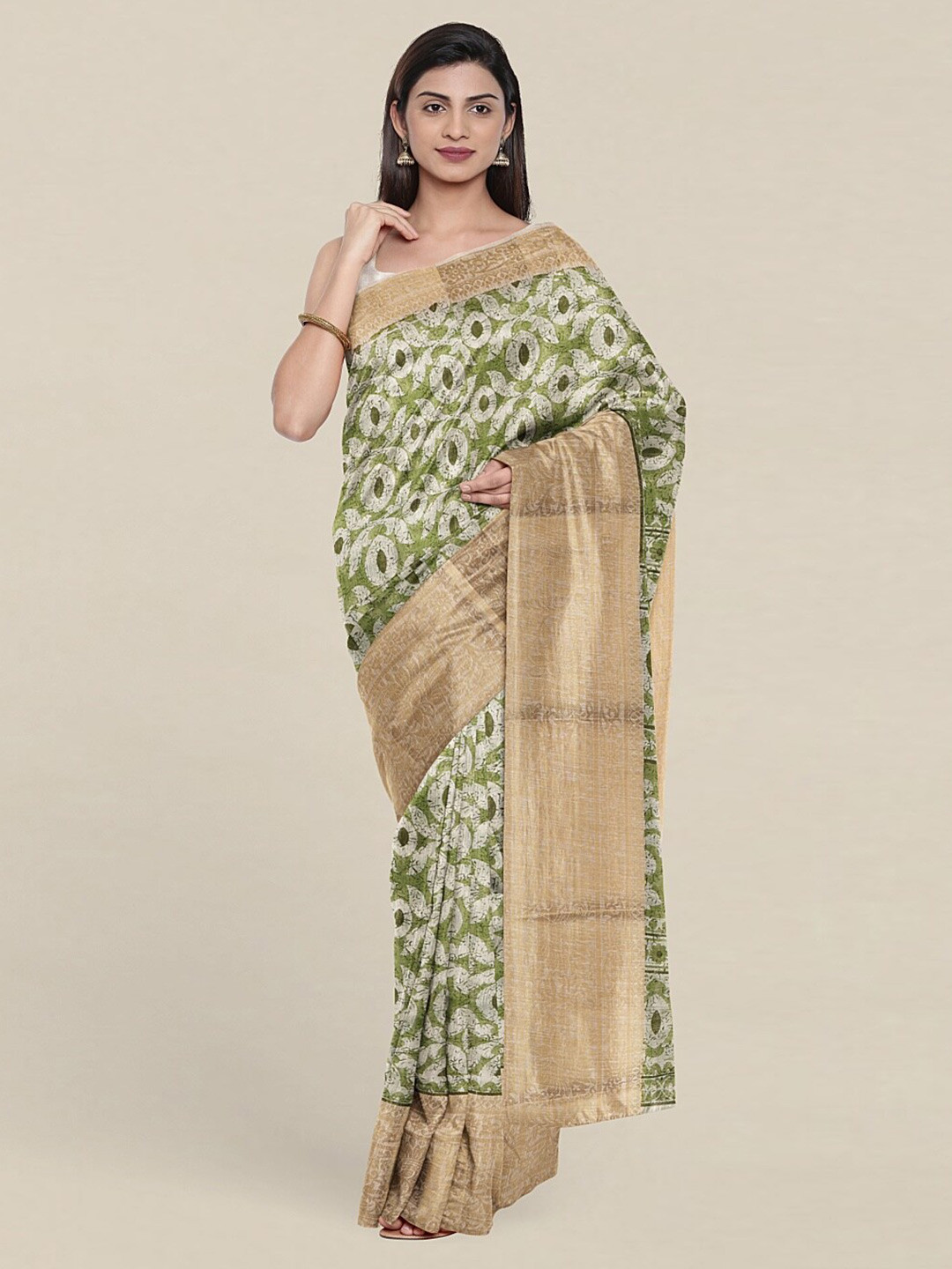 

Pothys Green & White Zari Saree