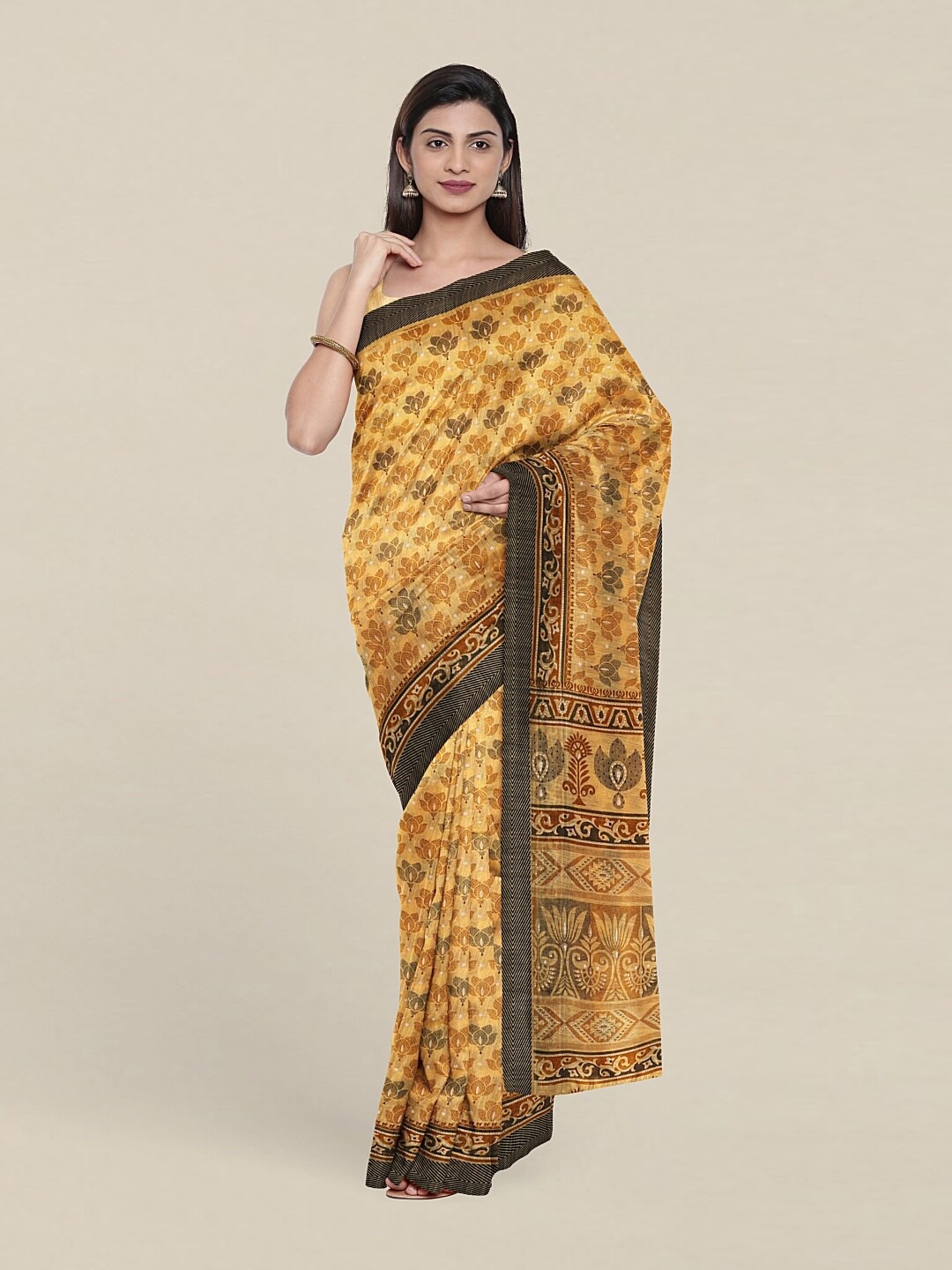 

Pothys Yellow & Black Floral Saree