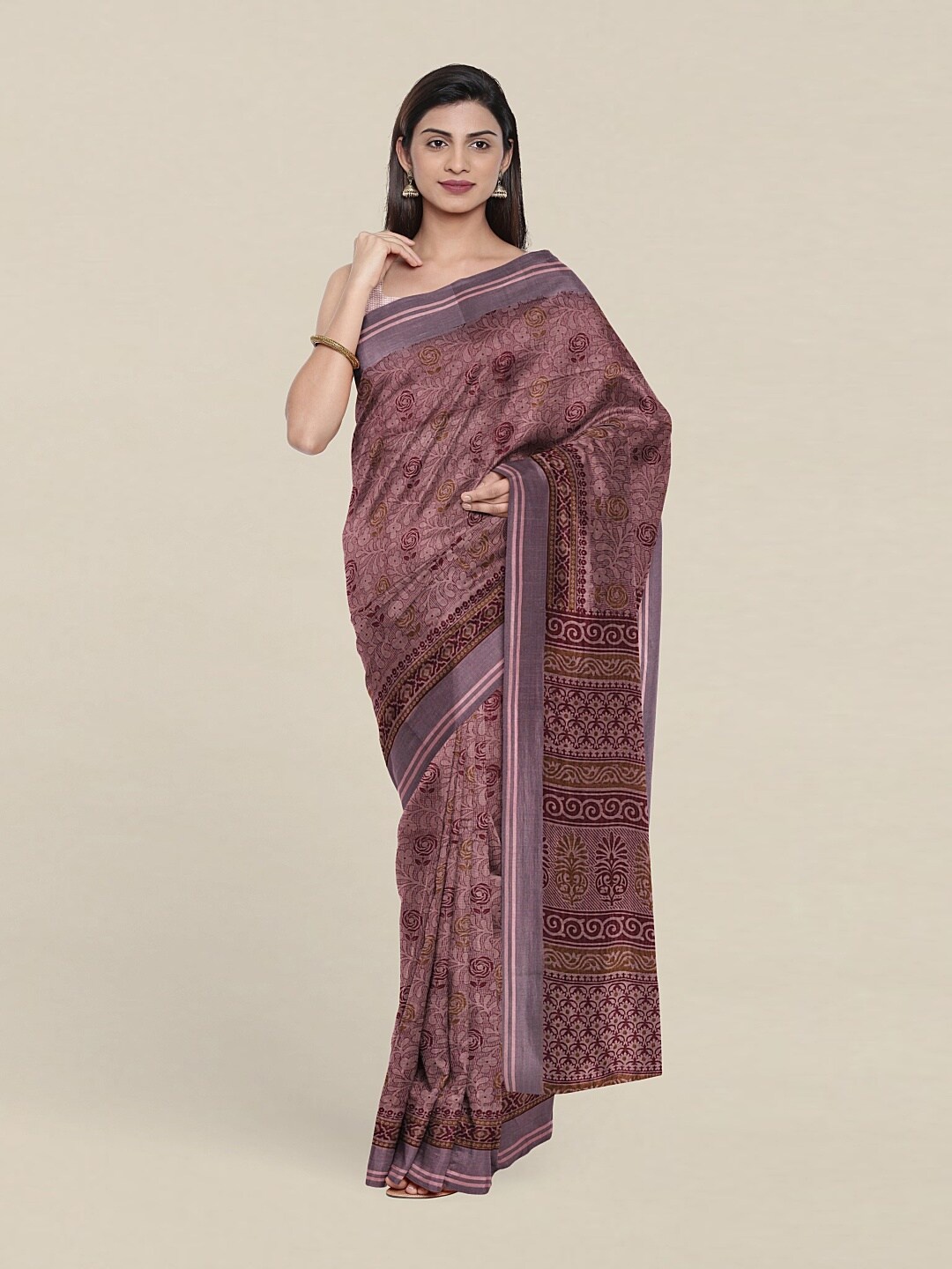 

Pothys Lavender & Green Floral Zari Saree