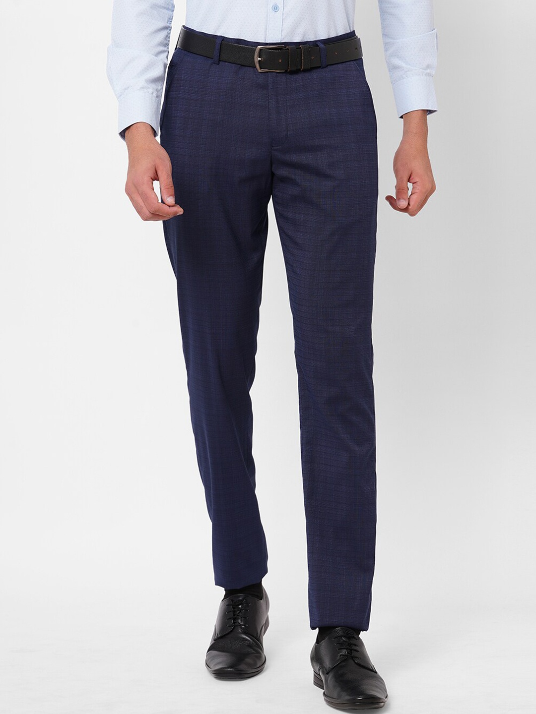 

Solemio Men Checked Comfort Easy Wash Trouser, Blue
