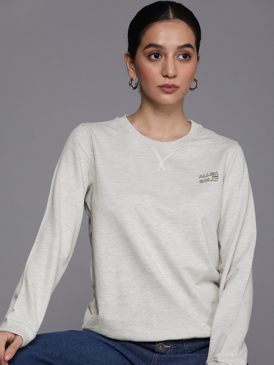 

Allen Solly Woman Pure Cotton Sweatshirt, Grey