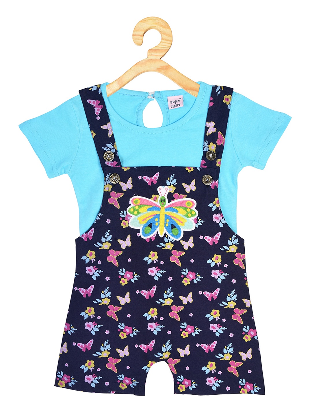 

POMY & JINNY Infant Printed Slim-Fit Dungarees With T-shirt, Blue