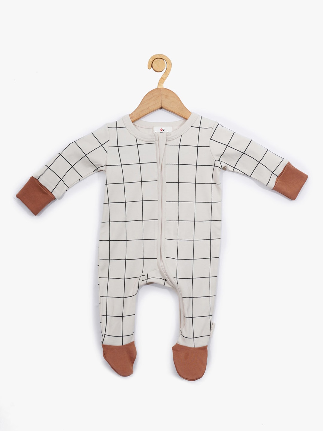 

Creative Kids Infant Checked Cotton Sleepsuit, White