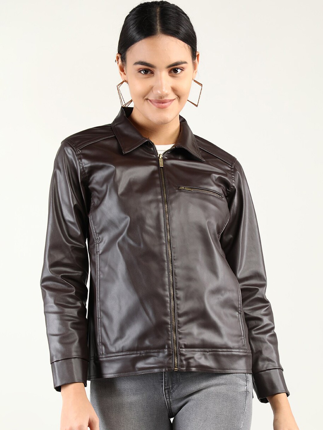 

Dlanxa Women Leather Jacket, Brown