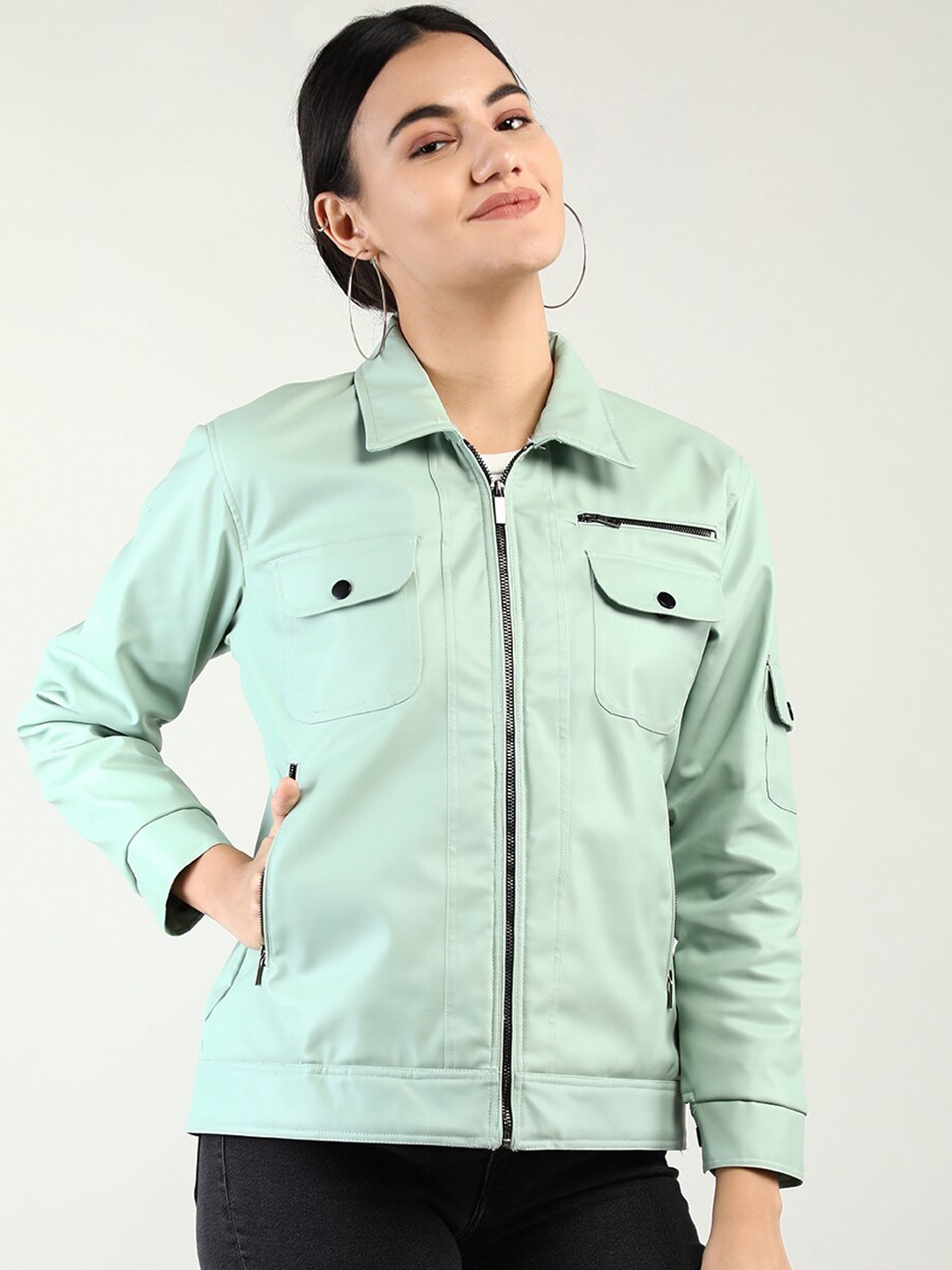 

Dlanxa Women Leather Jacket, Green