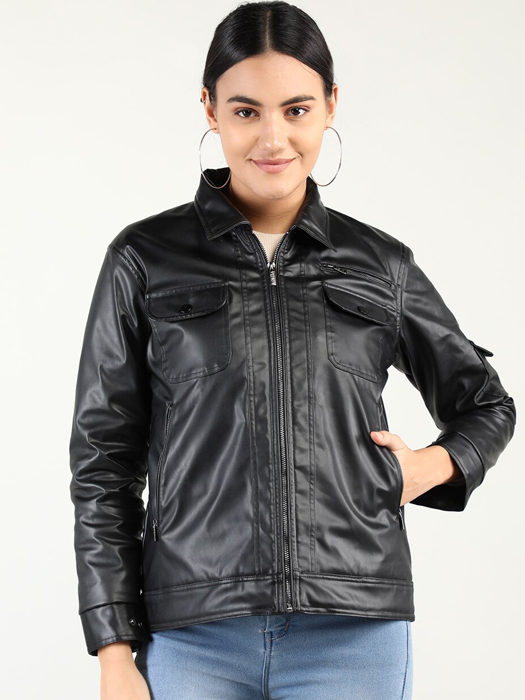 

Dlanxa Women Leather Jacket, Black