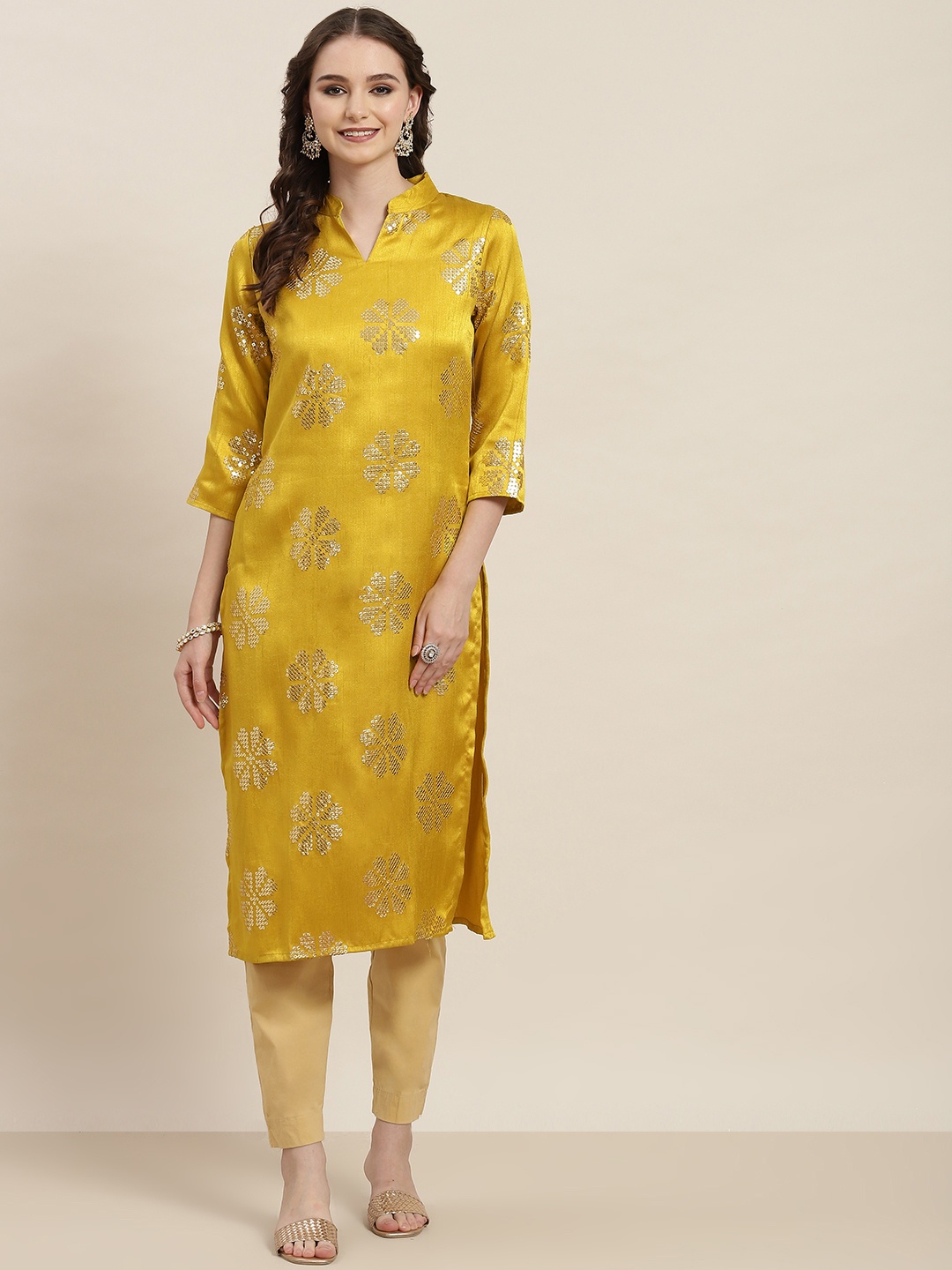 

Tikhi Imli Women Floral Kurta, Lime green