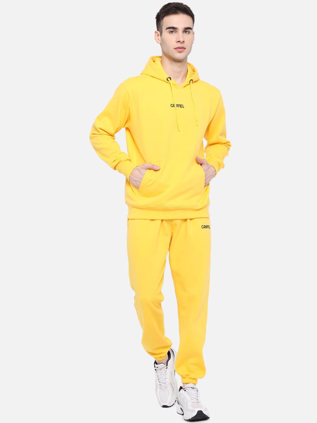 

GRIFFEL Men Solid Cotton Tracksuits, Yellow